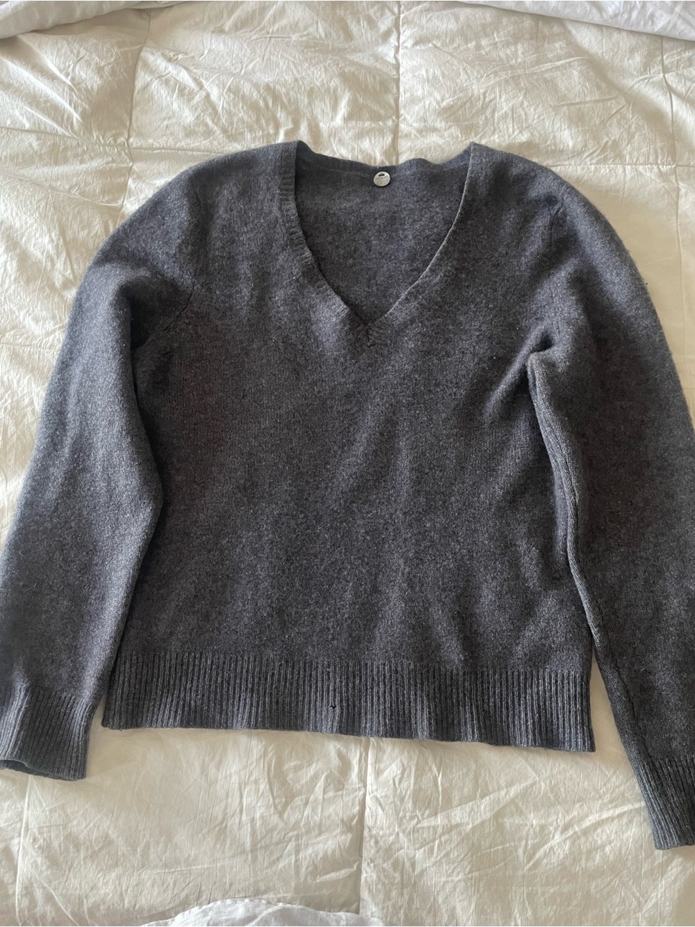 Margaret O'Leary Charcoal Gray V-Neck Sweater